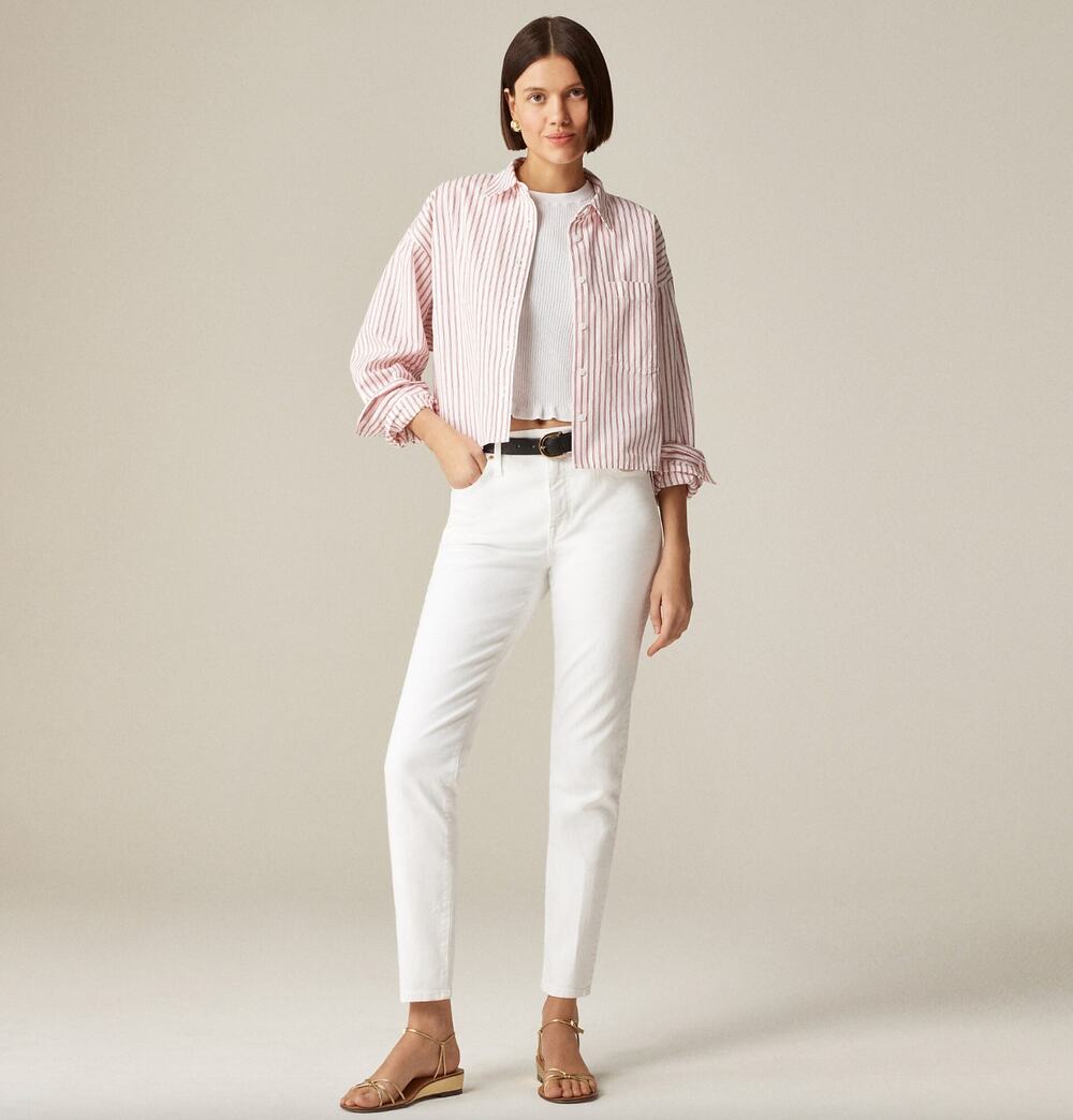 J.Crew Slim Jean White Stretch Denim Mid Rise Classic Preppy Womens US 31 NWT